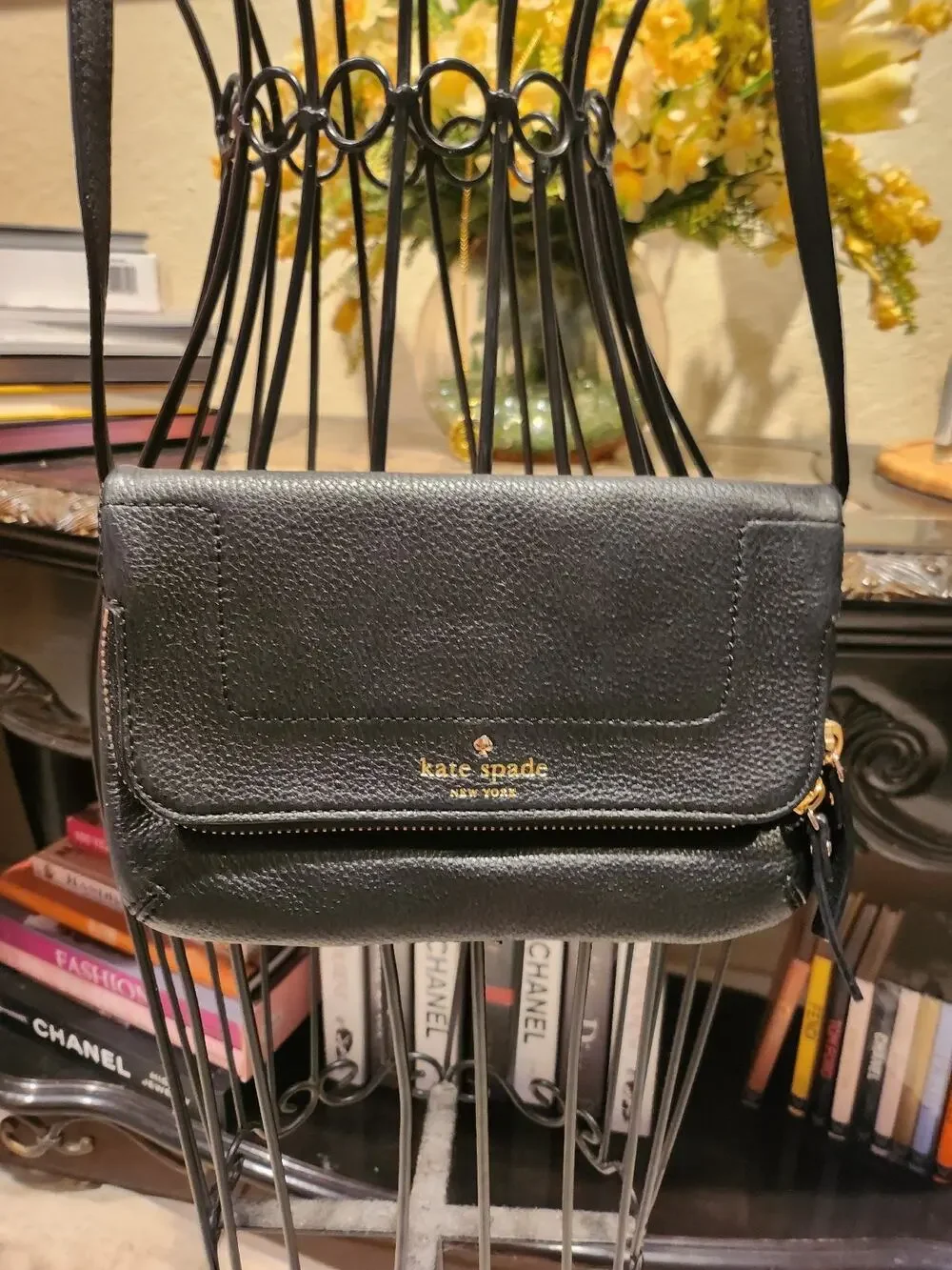 Kate Spade Marianna Mansfield black leather crossbody bag